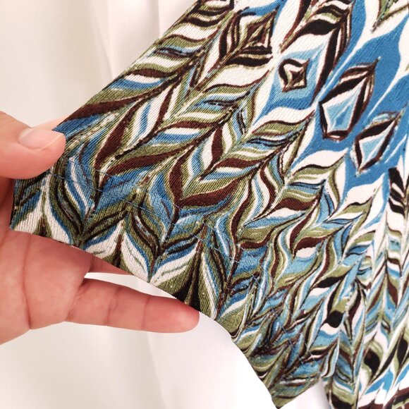 Jaclyn Smith Multicolor Stripie Short Sleeve Stretchy Scoop Neck Blouse Size XL - Picture 7 of 12